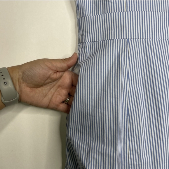 Draper James Striped Ruffle Tulip Fit and Flare Dress 6 Blue White Lined #7464 - Picture 5 of 9